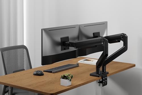 DIGITUS monitor mount – 2 screens – up to 45 inches – 20 kg load capacity – mechanical spring – for flat and curved monitors – VESA 75x75 100x100 – rotate, swivel, tilt – black