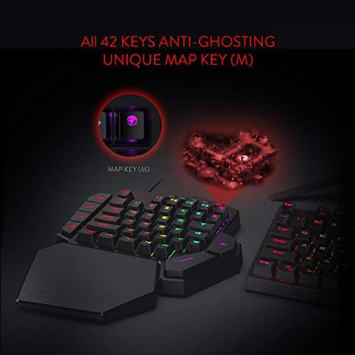 Redragon K585 Wired One-Handed RGB Gaming Keypad, Tactical 42-Key Layout