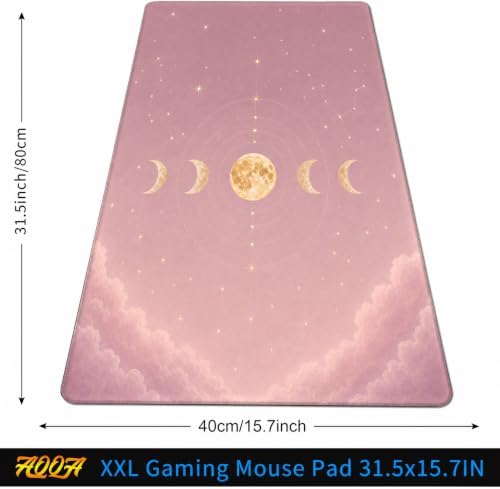 Large Desk Mat 31.5x15.7 Inch Pink Moon Phase Mouse Pad Aesthetic Astrology