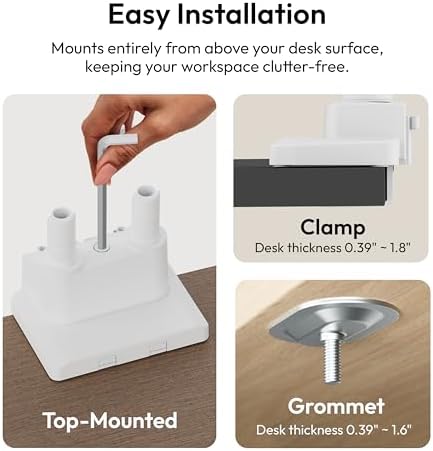 Pixio PS1D Wave White Dual Monitor Arm Stand Desk Mount - Fits up to 32 inches Monitors and up to 19.8lbs. VESA Compatibility and Integrated Cable Management