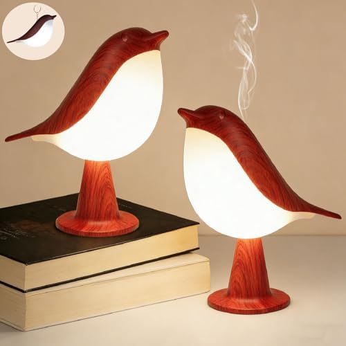 VoMii Bird Desk Lamp Set of 2, Small Table Lamp Cordless Touch Dimmable Night Light with 3 Color Temperature, Rechargeable Decorative Lamps for Bedroom Bedside Nightstand, Desk Decor, Bird Gifts