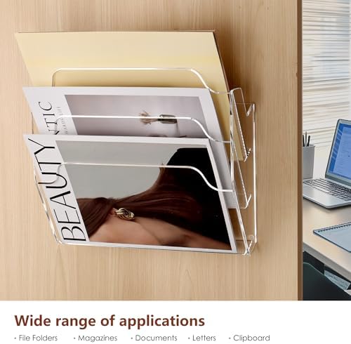 DINGHUO 3 Pockets Acrylic Hanging Wall File Organizer for Office
