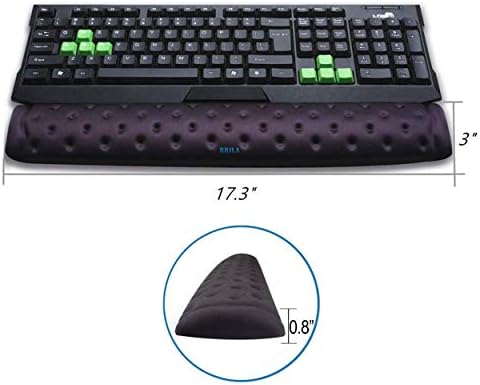 BRILA Keyboard Wrist Rest Support Cushion Pad for Computer, Laptop, Office Work, PC Gaming - Memory Foam Gel with Massage Holes Design - Non-Slip Easy Typing Wrist Pain Relief (Black Keyboard Pad)