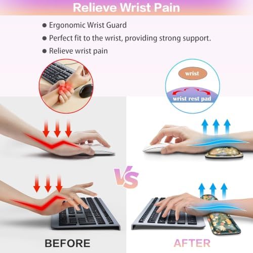 Desk Mat, Large Gaming Mouse Pad with Wrist Rest, 4in1 XXL Mousepad+Keyboard Wrist Rest+Mouse Pad Wrist Support+Cup Coaster Set Ergonomic Computer Desk Arm Wrist for Decor Home Office Women