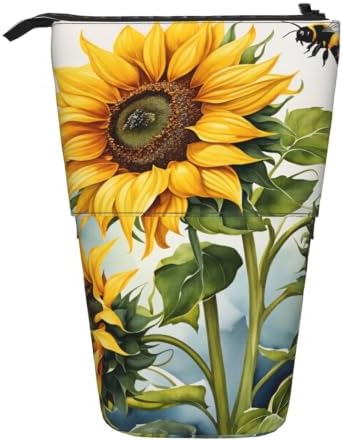 Sunflowers Bee Flowers Standing Pencil Case