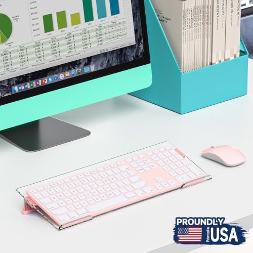 Ergonomic Computer Keyboard Stand - Adjustable Keyboard Riser Tilt Clear and Glitter Rose Gold Acrylic Keyboard Tray Non-Slip Elevated Typing Key Board Holder Lift for Office Desk Accessories