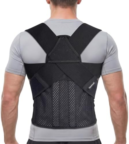 Full Back Posture Corrector for Men – Pull-Back System Posture Brace – Wide Soft Straps, Breathable Mesh, Adjustable Support for Slouching, Rounded Shoulders & Upper Spine Pain Relief