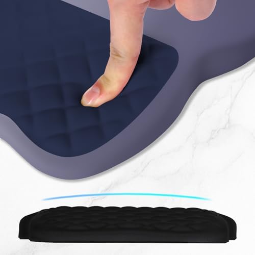 ITNRSIIET Ergonomic Mouse Pad Wrist Support with Memory Foam Massage Bulge & Non-Slip PU Base, Carpal Tunnel Pain Relief, Prevent Wrist Sweating, 12 x 8 x 1.2 inch, Gray Blue