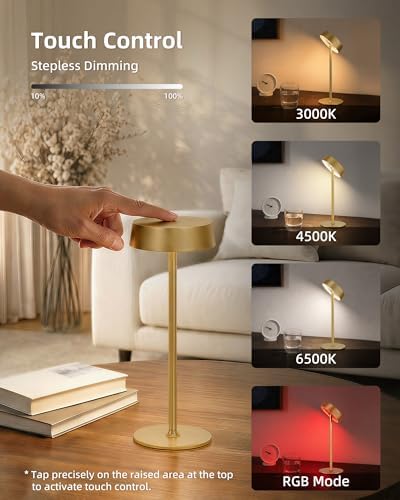 EZVALO Cordless Lamp, Rechargeable Table Lamp, Battery Operated