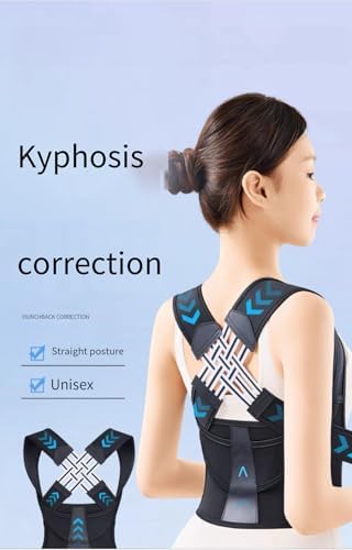 Posture Corrector for Kyphosis, Unisex Back Brace Support, Breathable Adjustable Shoulder Brace with Strong, Back posture support belt，Black and Pink (Black, Medium)