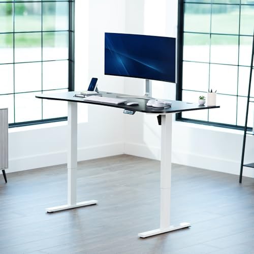 VIVO Black Carbon Fiber 63 x 32 in Standing Desk, DESK-KIT-1W1R