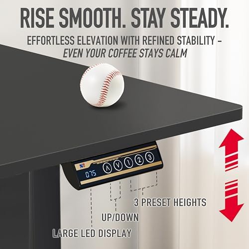 SHW 40 x 22 Electric Height Adjustable Sit to Stand Desk, Black