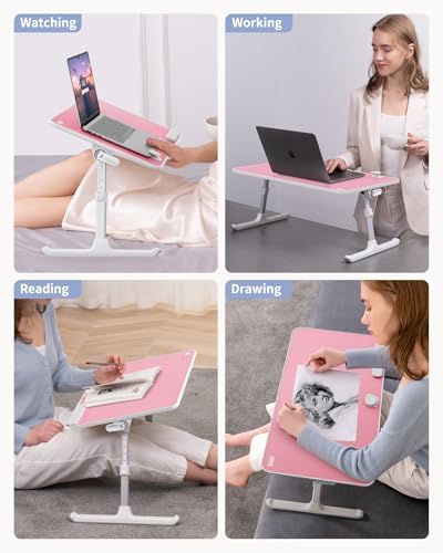 SAIJI Height & Angle Adjustable Laptop Stand for Bed, Lap Desk Tray Table