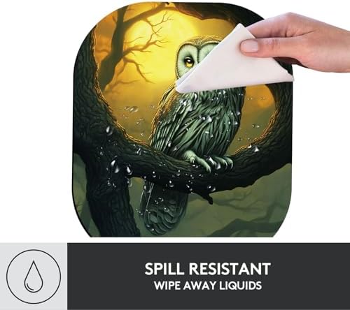 Small Mouse Pad，Mini Mouse Pad 6 x 7 Inch，for Laptop Keyboard Tray Wireless Mouse Home Office Travel，with Non-Slip Rubber Base, Waterproof Mouse Mat，Owl on Tree Branch