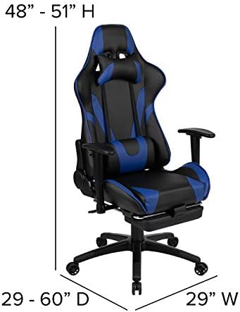 Flash Furniture LeatherSoft Reclining Ergonomic Gaming Chair, Blue