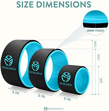 UpCircleSeven Yoga Wheel Set - Strongest & Most Comfortable Yoga Prop Wheel, 3 Pack for Back Pain and Stretching (12, 10, 6 inch)