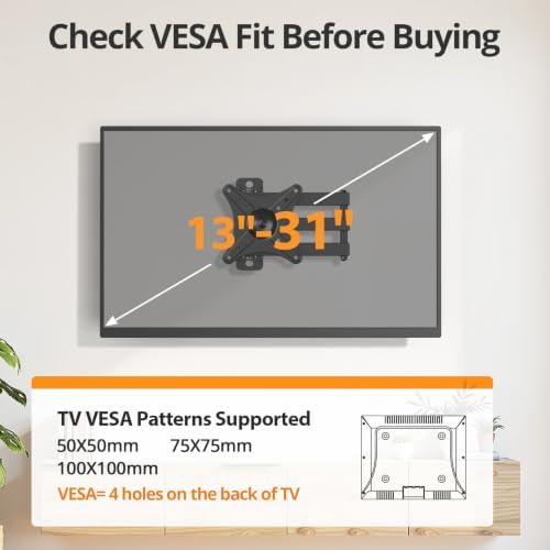 Monitor Computer Vesa Small 24 inch TV Wall Mount for 13-31", Full Motion