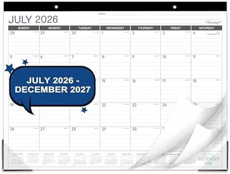 2027 Desk Calendar - Desk/Wall Calendar, Jul 2026 - Dec 2027, 14.6" x 11.5"