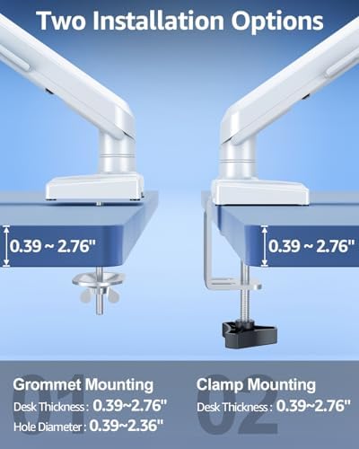 Single Monitor Mount for Max 32 inch Screen and Desk C-Clamp Extension for Max 6 inch Thick Desktops