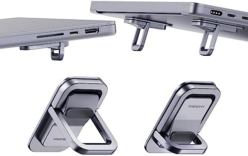 Hagibis Laptop Stand Adjustable Height for Desk, Portable Invisible Laptop Riser, Ergonomic Mount Keyboard Kickstands Aluminum Cooling Pad for MacBook Pro Air, Tablet Laptop (Grey)