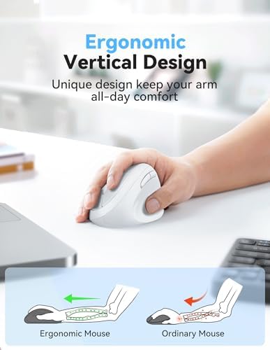 TECKNET Ergonomic Wireless Mouse 2.4G Vertical Mouse Silent 4800 DPI