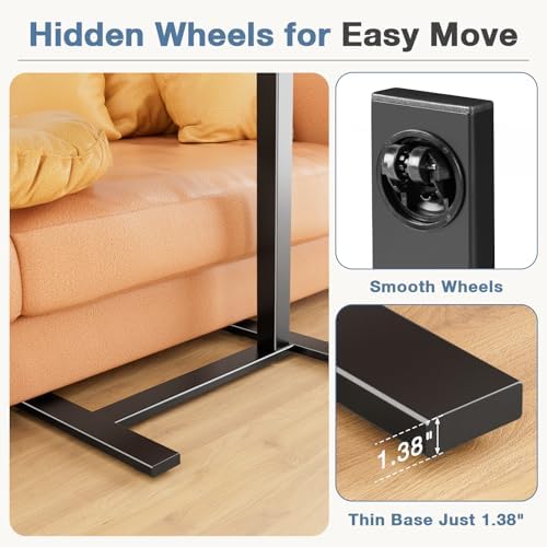 DUMOS Standing Desk with Wheels, Rolling Desk, Laptop Table