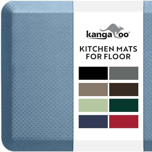 KANGAROO Cushioned Anti Fatigue Kitchen Mats for Floor, 20x48 Sky Blue