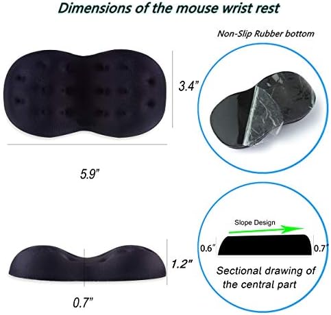 BRILA Deluxe Ergonomic Mouse Wrist Rest Guard - Soft Memory Foam Wrist Elbow Support Cushion Pad for Computer Laptop Office Work PC Gaming Mouse