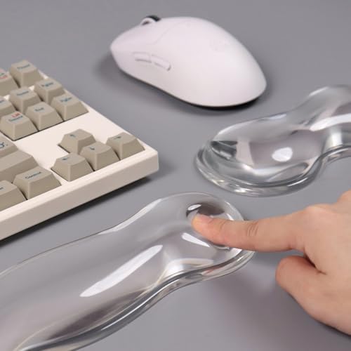 Sumgsn White Gel Wrist Rest Set, Clear Keyboard and Mouse Rest for 60%/75%