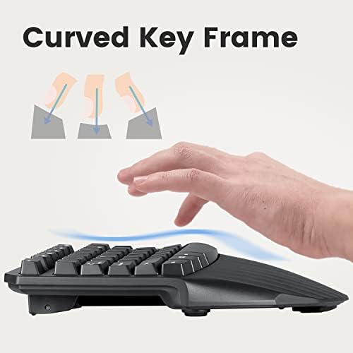 Perixx PERIDUO-813B US, Wireless Ergonomic Compact Keyboard and Vertical Mouse - Multi-Device - Black - US English