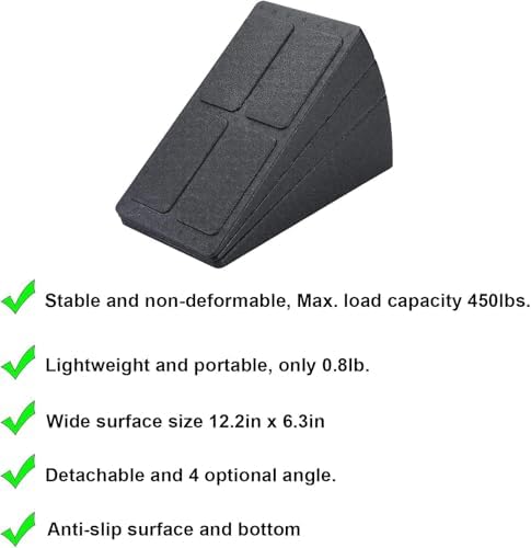 Squat Wedge Block Adjustable Slant Board, Heavy Duty 3pcs Foam Foot Ankle Knee Stretcher Leg Extender, Incline Platform Ramp For Heel Elevated Exercise and Calf Raise