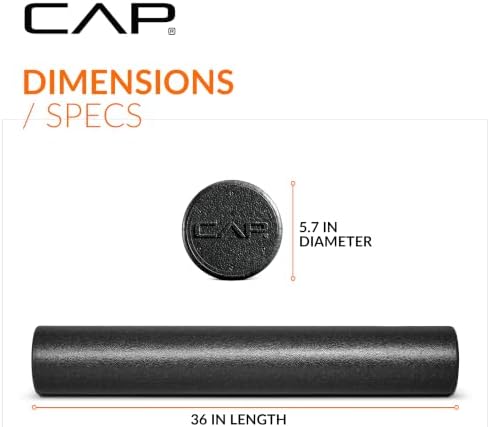 CAP 36-Inch Firm High-Density Foam Roller, Exercise & Recovery Massage, Black