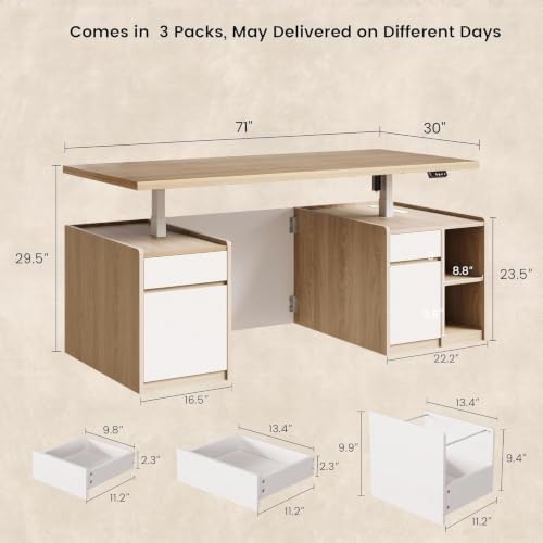 ModernMate 71" Executive Electric Standing Desk with 3 Drawers & Storage