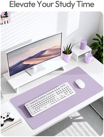 YSAGi Leather Desk Protector, Office Mat, Large Mouse Mat, Non-Slip PU Leather Blotter, Laptop Desk Mat, Waterproof Writing Pad for Office and Home(Light Purple, 40" x 24")