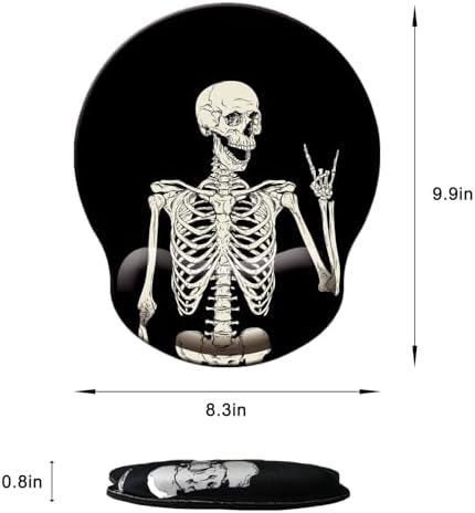 Mouse Pad with Wrist Support, Ergonomic Mouse Pad with Memory Foam Wrist Rest Cushion, Non-Slip Rubber Base Gaming Mice Pad for Home Office Computer Laptop, Human Skeleton
