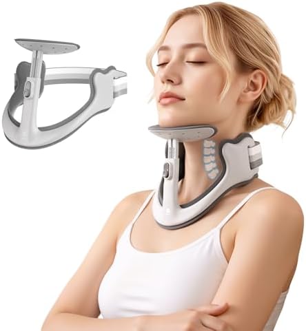 Posture Corrector for Neck & Cervical Spine Alignment - 360° Adjustable Neck Collar with 28 Levels, Memory Foam Support for Pain Relief, Tech Neck, Hump & Forward Head Posture (Gray, Large)