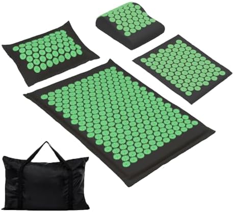 XiaoMaGe 4PCS Set Acupressure Mat and Pillow Set with Carry Bag