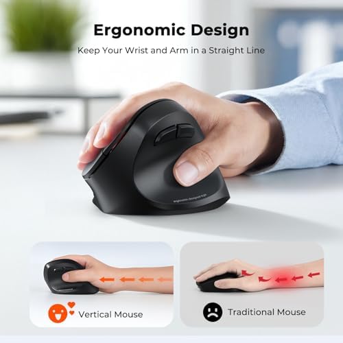 MEETION Ergonomic Vertical Wireless Mouse, Bluetooth Multi-Device
