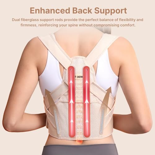 Fit Geno Posture Corrector for Women Lite, Upper Back Brace for Slouching