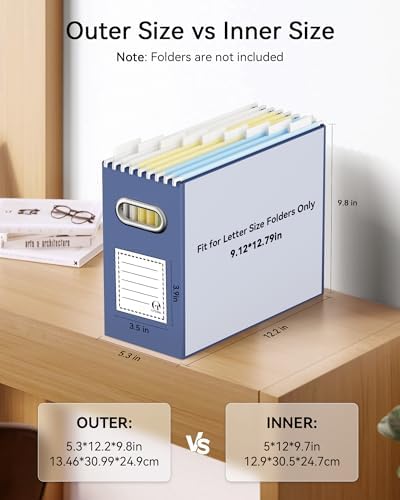 Oterri Portable Collapsible Cardboard File Box with Handle for Letter-Size