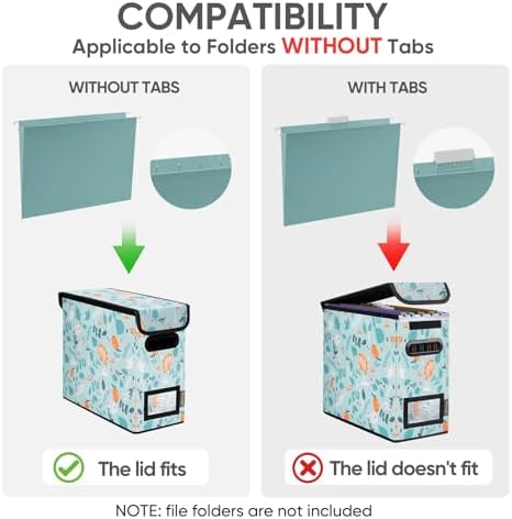 BALEINE File Organizer Box with Lid, Collapsible Hanging File Storage Box