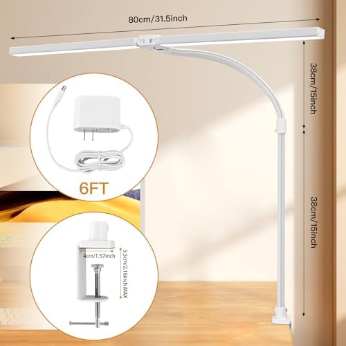 LED Desk Lamp with Clamp, Dual Head Monitor Light, Remote