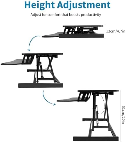 Standing Desk Converter, Height Adjustable, Dual Monitor with Keyboard Tray