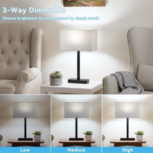 Touch Lamps for Nightstand Set of 2, Lamp for Bedroom Living Room with USB