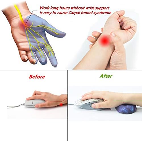 BRILA Ergonomic Memory Foam Mouse Wrist Rest Support Pad Cushion for Computer, Laptop, Office Work, PC Gaming - Massage Holes Design - Wrist Pain Relieve (Nebula Galaxy Space)