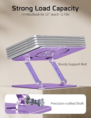 Adjustable Aluminum Laptop Stand for Desk,Ergonomic Riser, Purple
