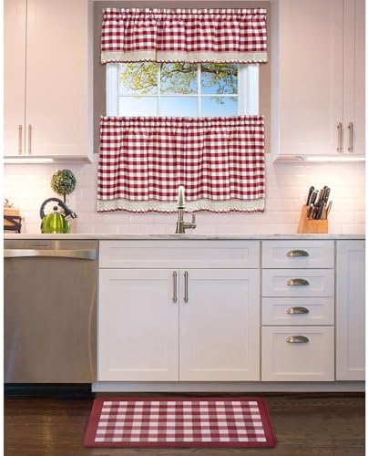 Anti-Fatigue Floor Comfort Mat, 18 x 30 in, Buffalo Check Burgundy