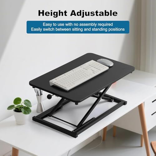 Height Adjustable Standing Desk Black Converter Keyboard Riser 23.6 Inch