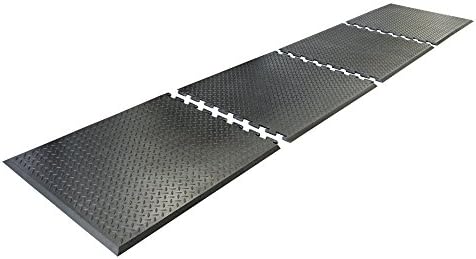 Rubber-Cal 03_146_Web_EN"FootRest" Interlocking AntiFatigue Floor Mat, End Tile, 1/2" x 28" x 31",Black