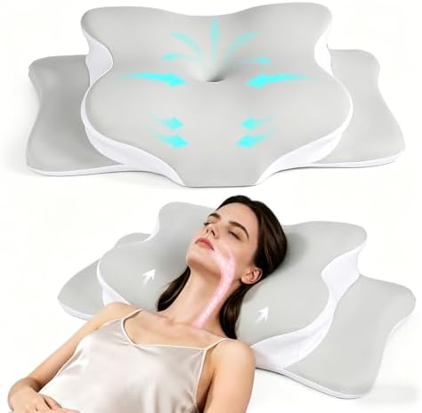 Pillow for Neck Pain Relief, Cooling Memory Foam Cervical Contour Support